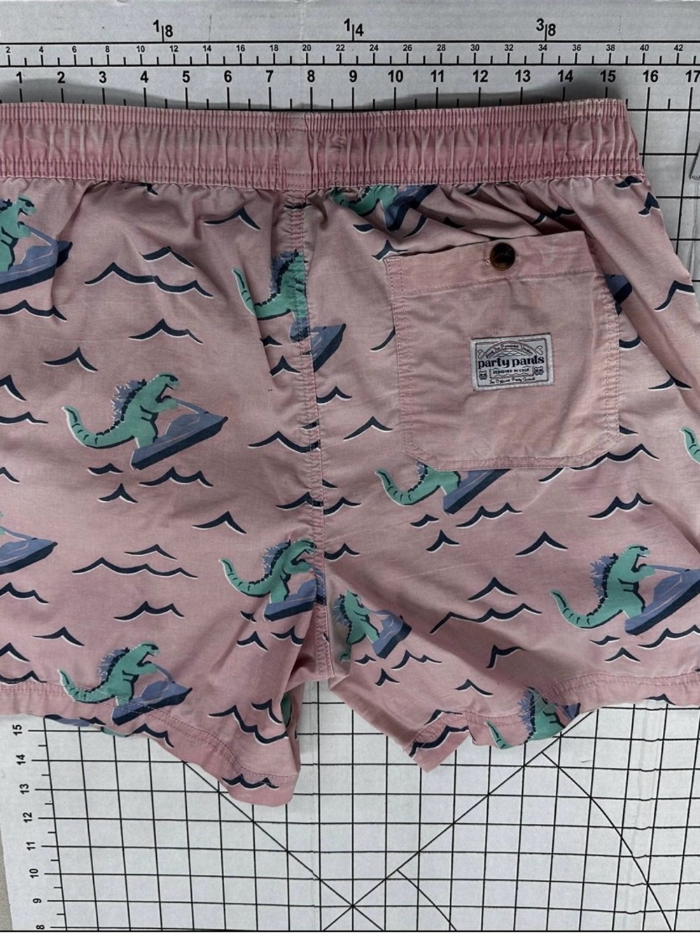 Party Pants Godzilla Jet ski sz medium swim shorts A44 - Picture 2 of 4